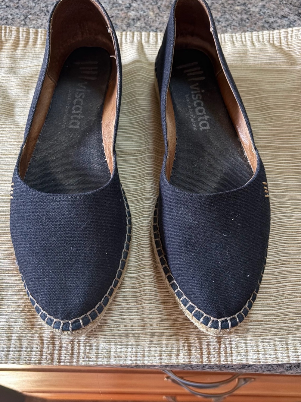 Wiscata Black Canvas Espadrille Flats for Women